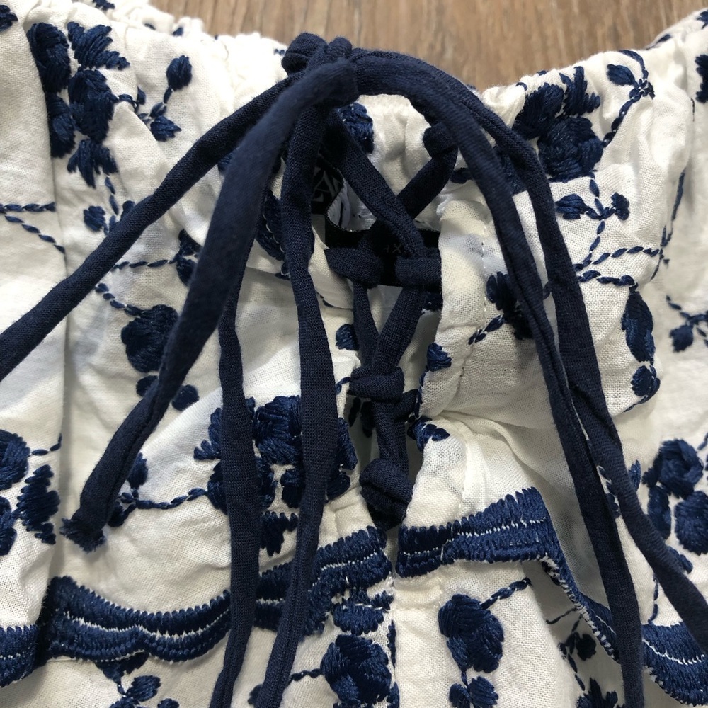Zara Embroidered Ruffle Crop Top - Picture 6 of 15